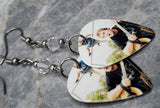 Tenacious D Guitar Pick Earrings with Clear Swarovski Crystals