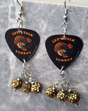 Let's Talk Turkey Guitar Pick Earrings with Dark Metallic Gold Pave Dangles