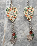 Give Thanks Autumnal Thanksgiving Guitar Pick Earrings with Charms Swarovski Crystal Dangles