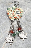 Give Thanks Autumnal Thanksgiving Guitar Pick Earrings with Charms Swarovski Crystal Dangles