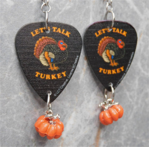 Let's Talk Turkey Guitar Pick Earrings with Pumpkin Dangles