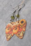 Autumnal Scene Guitar Pick Earrings with Khaki Swarovski Crystals