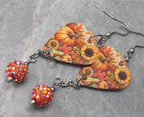 Autumnal Scene Guitar Pick Earrings with Hyacinth ABx2 Pave Bead Dangles