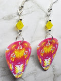 The Black Crowes Lions Guitar Pick Earrings with Yellow Opal Swarovski Crystals