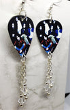 The Black Crowes Group Picture Guitar Pick Earrings with Clear Swarovski Crystal Dangles