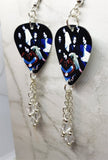 The Black Crowes Group Picture Guitar Pick Earrings with Clear Swarovski Crystal Dangles