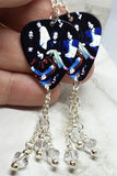 The Black Crowes Group Picture Guitar Pick Earrings with Clear Swarovski Crystal Dangles