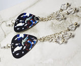 The Black Crowes Group Picture Guitar Pick Earrings with Clear Swarovski Crystal Dangles