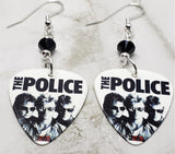 The Police Greatest Hits Guitar Pick Earrings with Black Swarovski Crystals