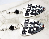 The Police Greatest Hits Guitar Pick Earrings with Black Swarovski Crystals