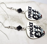 The Police Greatest Hits Guitar Pick Earrings with Black Swarovski Crystals