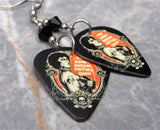 The Rocky Horror Picture Show Guitar Pick Earrings with Black Swarovski Crystals