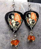 The Rocky Horror Picture Show Guitar Pick Earrings with Orange Swarovski Crystal Dangles