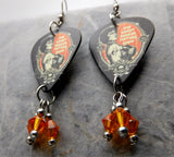The Rocky Horror Picture Show Guitar Pick Earrings with Orange Swarovski Crystal Dangles
