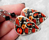 The Rocky Horror Picture Show Collage Style Guitar Pick Earrings with Black Swarovski Crystals