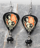 The Rocky Horror Picture Show Guitar Pick Earrings with Black Swarovski Crystal Dangles