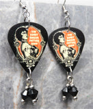 The Rocky Horror Picture Show Guitar Pick Earrings with Black Swarovski Crystal Dangles