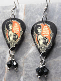 The Rocky Horror Picture Show Guitar Pick Earrings with Black Swarovski Crystal Dangles