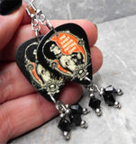 The Rocky Horror Picture Show Guitar Pick Earrings with Black Swarovski Crystal Dangles