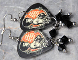 The Rocky Horror Picture Show Guitar Pick Earrings with Black Swarovski Crystal Dangles