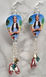The Wizard of Oz Dorothy Guitar Pick Earrings with Ruby Slipper Charms and Swarovski Crystal Dangles