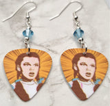The Wizard of Oz Dorothy Gale Guitar Pick Earrings with Blue Swarovski Crystals