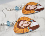 The Wizard of Oz Dorothy Gale Guitar Pick Earrings with Blue Swarovski Crystals