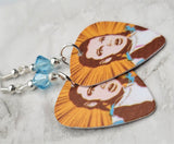 The Wizard of Oz Dorothy Gale Guitar Pick Earrings with Blue Swarovski Crystals