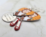 The Wizard of Oz Dorothy Gale Guitar Pick Earrings with There's No Place Like Home and Ruby Slipper Charms