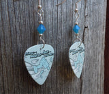 They Might Be Giants Mink Car Guitar Pick Earrings with Blue Swarovski Crystals