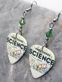 They Might Be Giants Here Comes Science Guitar Pick Earrings with Green Swarovski Crystals