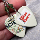 They Might Be Giants Here Comes Science Guitar Pick Earrings with Green Swarovski Crystals
