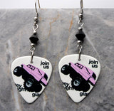 They Might Be Giants Join Us Guitar Pick Earrings with Black Swarovski Crystals