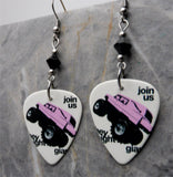 They Might Be Giants Join Us Guitar Pick Earrings with Black Swarovski Crystals