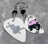 They Might Be Giants Join Us Guitar Pick Earrings with Black Swarovski Crystals