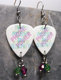 They Might Be Giants Phone Power Guitar Pick Earrings with Swarovski Crystal Dangles