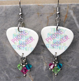 They Might Be Giants Phone Power Guitar Pick Earrings with Swarovski Crystal Dangles