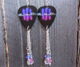 Three Days Grace Guitar Pick Earrings with Guitar Charm and Swarovski Crystal Dangles