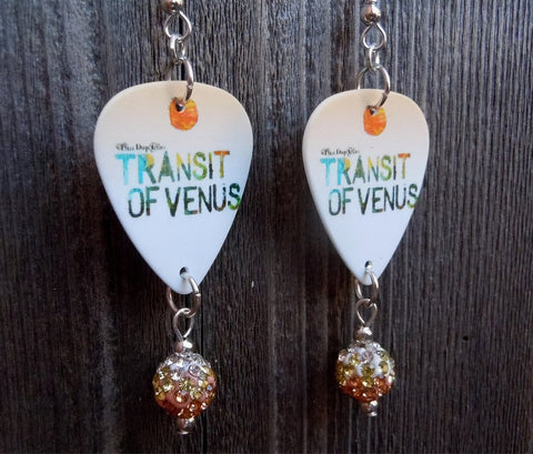 Three Days Grace Transit of Venus Guitar Pick Earrings with Ombre Pave Bead Dangles