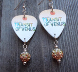 Three Days Grace Transit of Venus Guitar Pick Earrings with Ombre Pave Bead Dangles