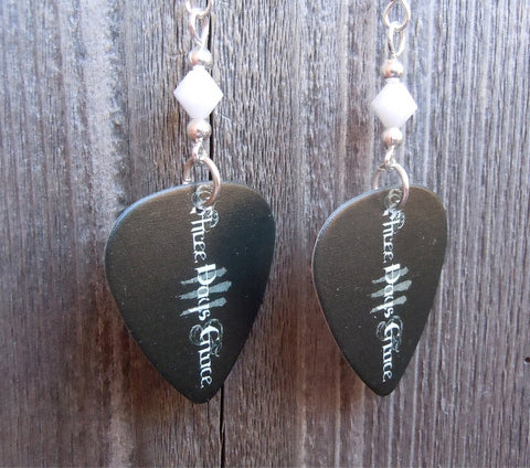 Three Days Grace Black Guitar Pick Earrings with White Swarovski Crystals