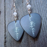 Three Days Grace Black Guitar Pick Earrings with White Swarovski Crystals