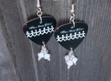Three Days Grace One X Guitar Pick Earrings with White Swarovski Crystal Dangles