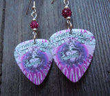 Three Days Grace Life Starts Now Guitar Pick Earrings with Fuchsia Pave Beads