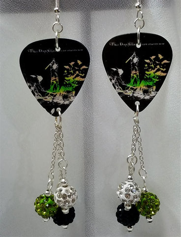 Three Days Grace Life Starts Now Guitar Pick Earrings with Pave Bead Dangles