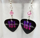 Three Days Grace Guitar Pick Earrings with Pink Swarovski Crystals