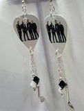 Three Days Grace Group Picture Guitar Pick Earrings with Charm and Swarovski Crystal Dangles