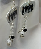 Three Days Grace Group Picture Guitar Pick Earrings with Charm and Swarovski Crystal Dangles