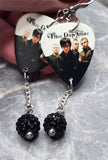 Three Days Grace Guitar Pick Earrings with Black Pave Bead Dangles