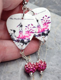 Three Days Grace Life Starts Now Guitar Pick Earrings with Pink Ombre Pave Bead Dangles